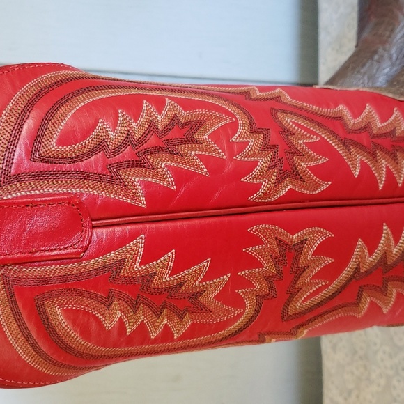 Anderson Bean Tall Boots Red Boots Embroidered Boots Cowgirl Boots Western Rodeo - Picture 9 of 17